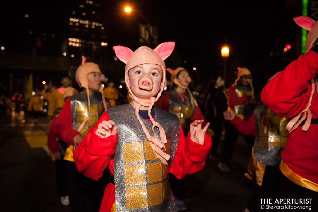 Parade participants dressed in costume take part in San Francisco's Chinese New Year Parade on Saturday, Feb. 23, 2019. (Photo by Ekevara Kitpowsong/Current SF)