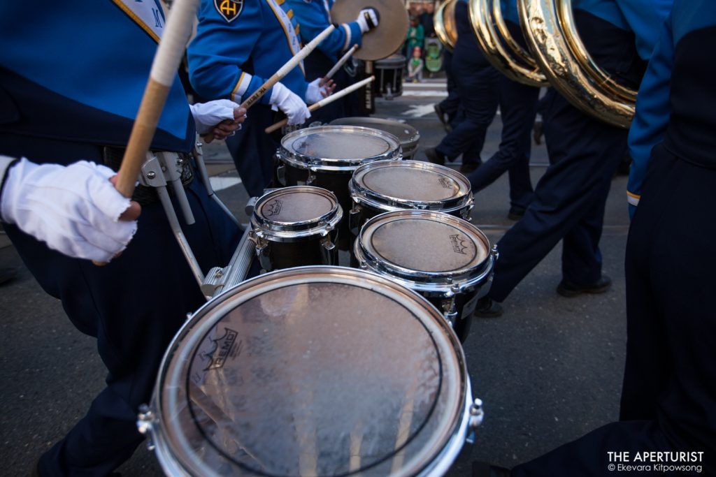 Participants perform on Market Street in San Francisco during the 168th annual San Francisco St. Patrick’s Day Parade on Saturday, March 16, 2019. (Photo by Ekevara Kitpowsong/Current SF)