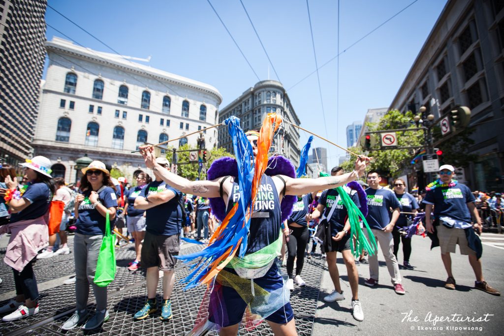 Parade participants take part in the 49th annual San Francisco Pride Parade on Market Street in San Francisco on Sunday, June 30, 2019. (Photo by Ekevara Kitpowsong/CURRENT SF)