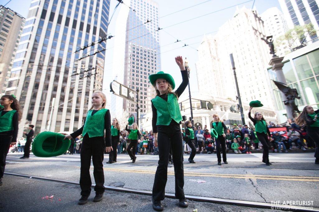 Participants perform Irish dance during the 168th annual San Francisco St. Patrick’s Day Parade on Saturday, March 16, 2019. (Photo by Ekevara Kitpowsong/Current SF) 