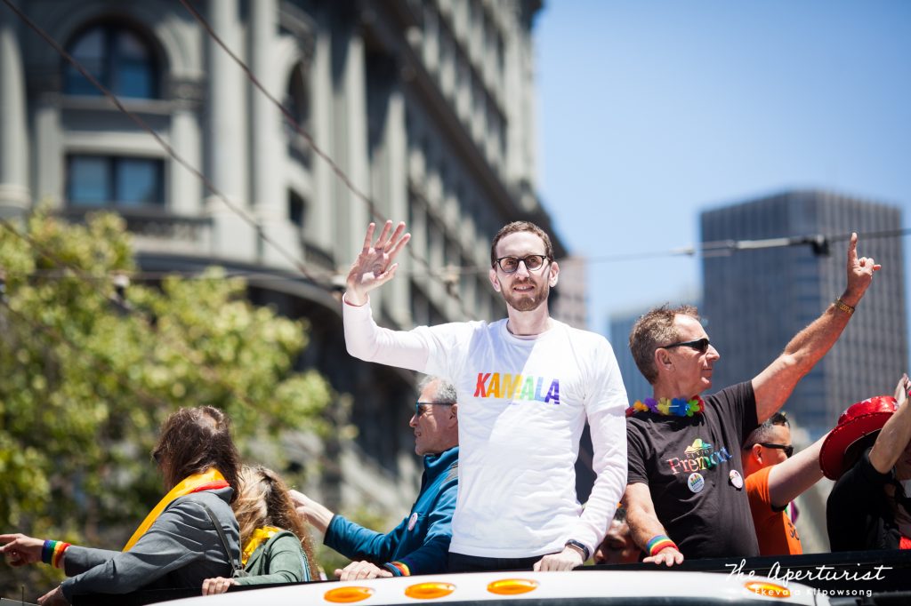 California State Senator Scott Wiener waves to the crowd during the San Francisco Pride Parade on Market Street in San Francisco on Sunday, June 30, 2019. (Photo by Ekevara Kitpowsong/Current SF)
