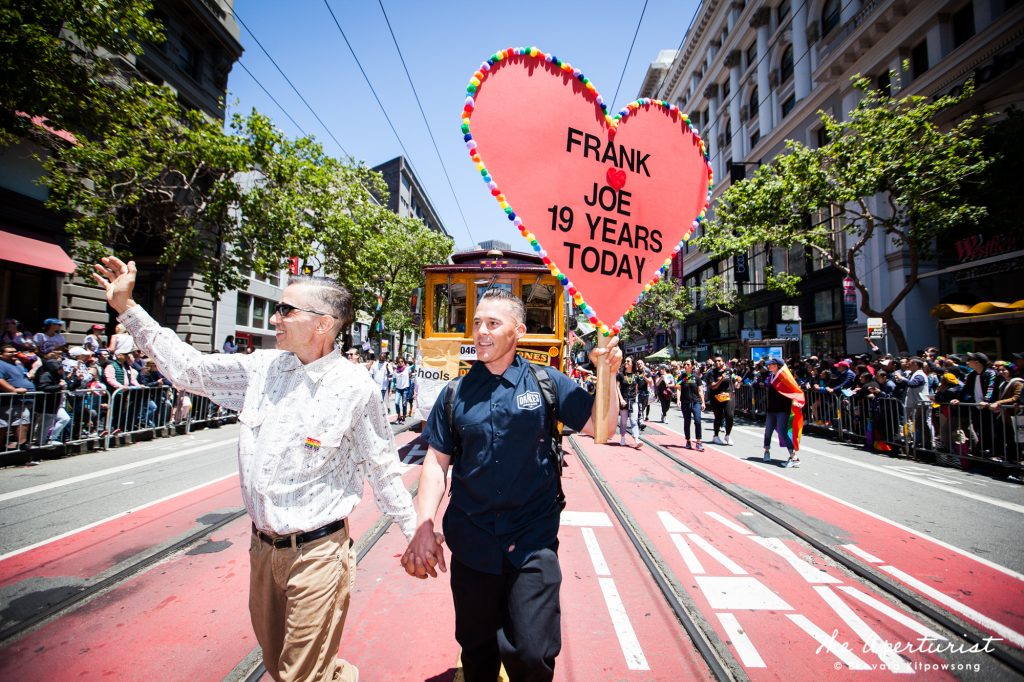 Parade participants take part in the 49th annual San Francisco Pride Parade on Market Street in San Francisco on Sunday, June 30, 2019. (Photo by Ekevara Kitpowsong/Current SF)